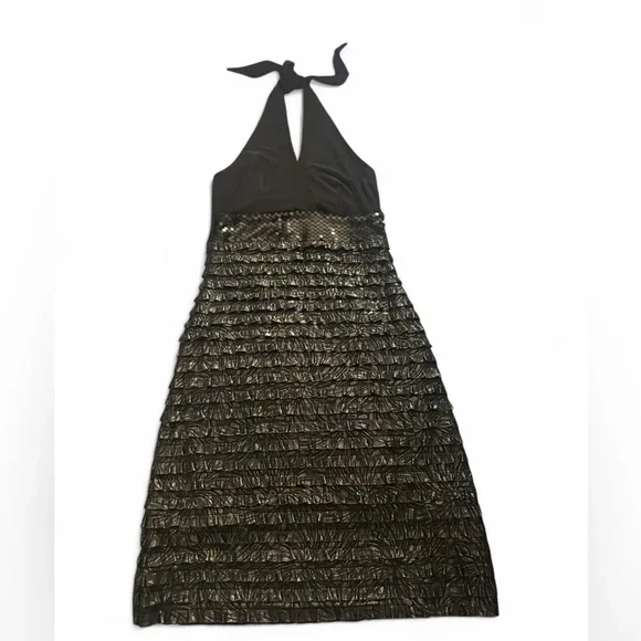 Black party dress with Ruffles and Sequins - Picture 2 of 8